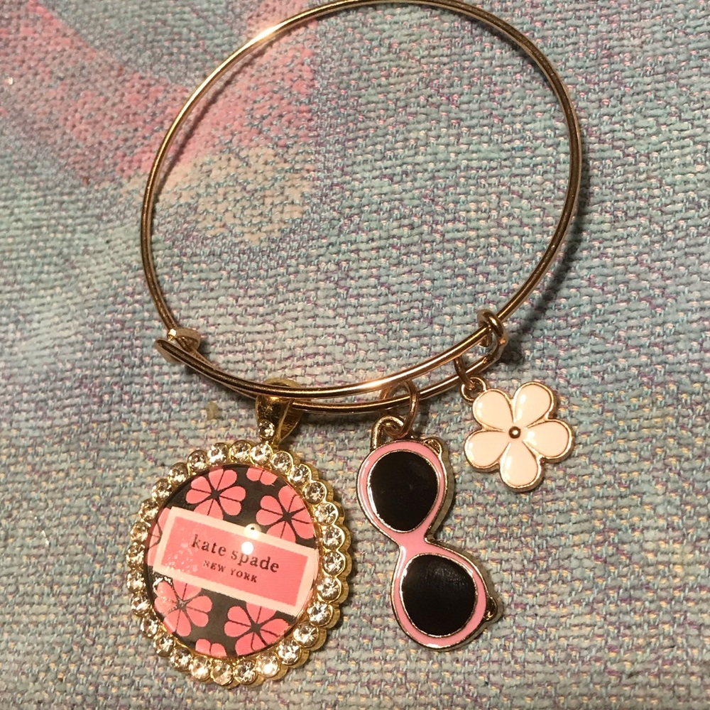 Kate Spade Style Pink and Black Charm Bracelet